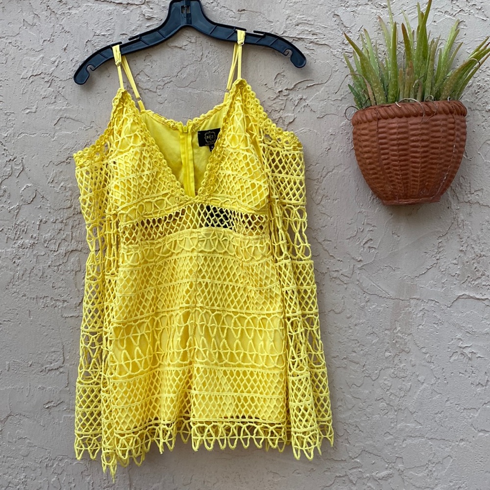 M2 Bright Canary Yellow Lace Romper
